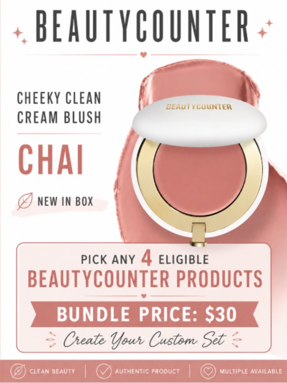 BEAUTYCOUNTER Cheeky Clean Cream Blush CHAI NEW | 4 for $30 Bundle Eligible
